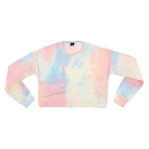 Juniors Cropped Tie Dyed Sweatshirt
